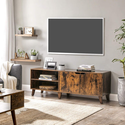 VASAGLE tv-meubel, tv-tafel met 2 deuren, tv-plank voor tv's tot 60 inch, tv-kast met verstelbare planken, voor woonkamer, eetkamer en slaapkamer, vintage bruin LTV027X01