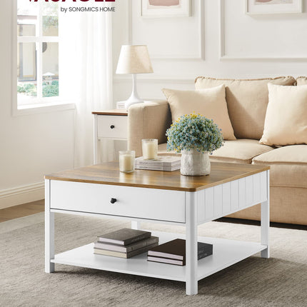 VASAGLE Salontafel, 2 grote laden,  80 x 80 x 45 cm,  LCT207T14