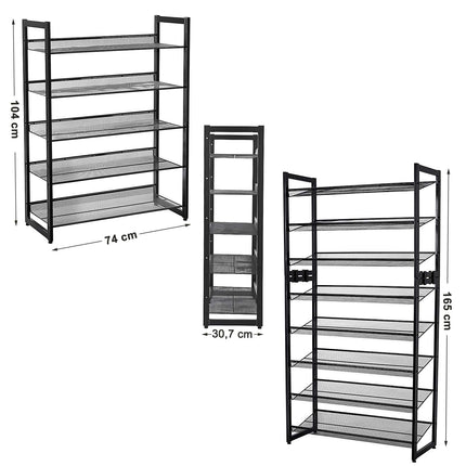 Songmics Schuhregal 74 x 104 x 30,7 cm (B x H x T) schwarz
