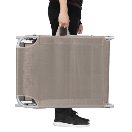 SONGMICS Sun Lounger Sun Lounger Garden Lounger with Headrest and Sun Canopy Adjustable Backrest Lightweight Foldable 53 x 193 x 29.5 cm Loadable up to 150 kg Garden Balcony Taupe GCB192K01