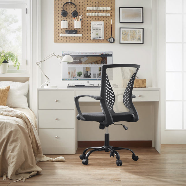 SONGMICS Net chair, office chair, rotatable, Black/Grey