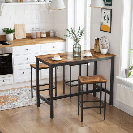 VASAGLE Set van 2 barkrukken, hoge eetkamerstoelen, voor keuken, eetkamer, woonkamer, industriële stijl, vintage bruin en zwart LBC65X