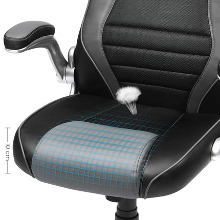 SONGMICS Obg63Bg Bureaustoel, Zwart/Grijs,Groot