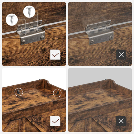 VASAGLE Schuhbank, Sitzkiste, Spielzeugkiste, Aufbewahrungsschrank, Landhausstil, Sicherheitsscharniere, 100 x 40 x 46 cm, Vintage-Braun, LSB060T01