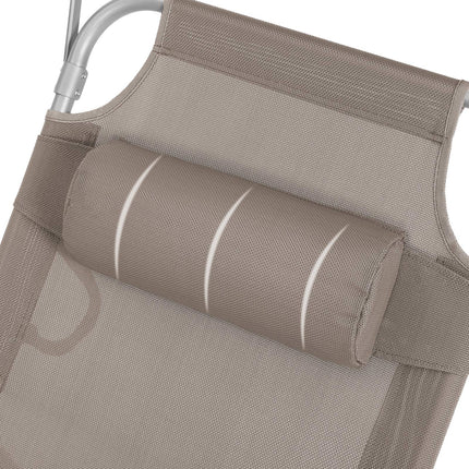 SONGMICS Sun Lounger Sun Lounger Garden Lounger with Headrest and Sun Canopy Adjustable Backrest Lightweight Foldable 53 x 193 x 29.5 cm Loadable up to 150 kg Garden Balcony Taupe GCB192K01