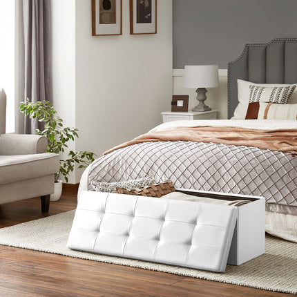 Derins Faltbarer Sitzhocker, Sitzbank mit 120 L Stauraum, bis 300 kg belastbar, Kunstleder, LSF75WT