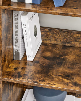 VASAGLE Bücherregal mit 3 Etagen, Bücherregal, Bodenregal mit 9 Fächern, für Wohnzimmer, Schlafzimmer, Arbeitszimmer, Küche, 100 x 30 x 103,1 cm, Vintage-Braun/Schwarz, LLS112B01