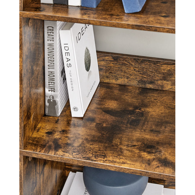VASAGLE Bücherregal mit 3 Etagen, Bücherregal, Bodenregal mit 9 Fächern, für Wohnzimmer, Schlafzimmer, Arbeitszimmer, Küche, 100 x 30 x 103,1 cm, Vintage-Braun/Schwarz, LLS112B01